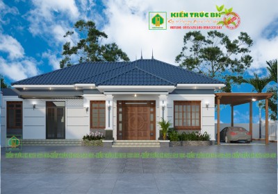 Mẫu nhà vườn 1 tầng mái nhật với 4 phòng ngủ